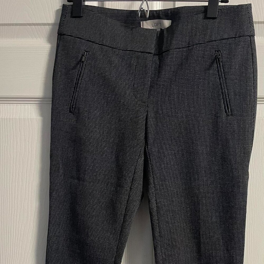Ann Taylor Loft Women's White and Grey Checkered Trousers